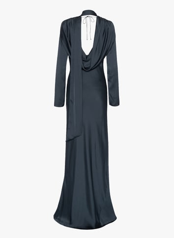 Long cowl neck maxi dress with scarf ROTATE Blue